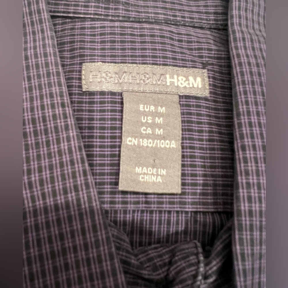 H&M Men's Plaid and Checkered button down Shirts - Green and blue size M - Picture 6 of 7